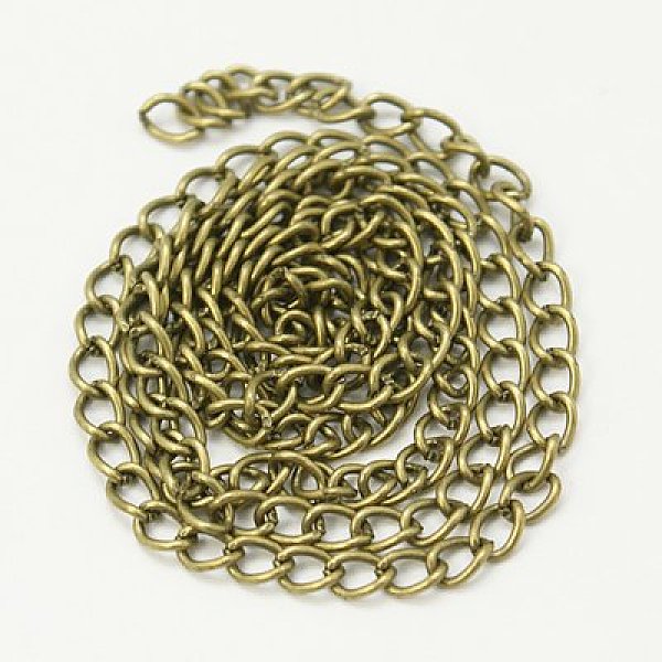 

PandaHall Iron Twisted Chains, Unwelded, Curb Chains, Unwelded, Nickel Free, Antique Bronze, 4x2.3x0.7mm Iron