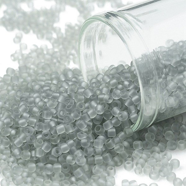 

PandaHall TOHO Round Seed Beads, Japanese Seed Beads, (9AF) Matte Black Diamond, 11/0, 2.2mm, Hole: 0.8mm, about 1110pcs/10g Glass Gray