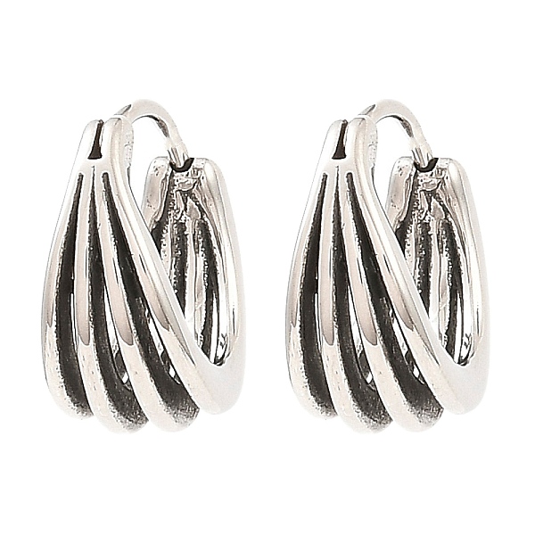 

PandaHall 316 Surgical Stainless Steel Hoop Earrings, Antique Silver, 15x15x7.5mm 316 Surgical Stainless Steel