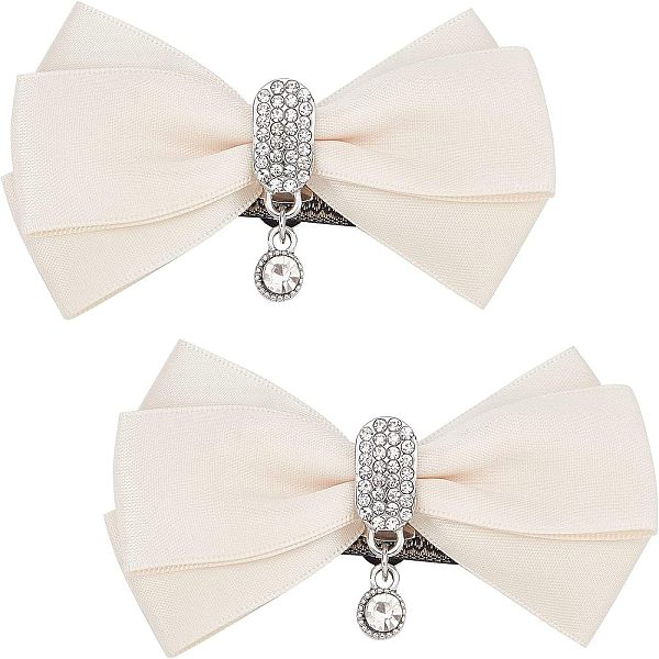 

PandaHall FINGERINSPIRE 2PCS Bow Shoe Clips (90x50mm, Light Yellow) Polyester Bowknot Shoe Buckles Shoe Charms Decorative with Dangle..., Orange