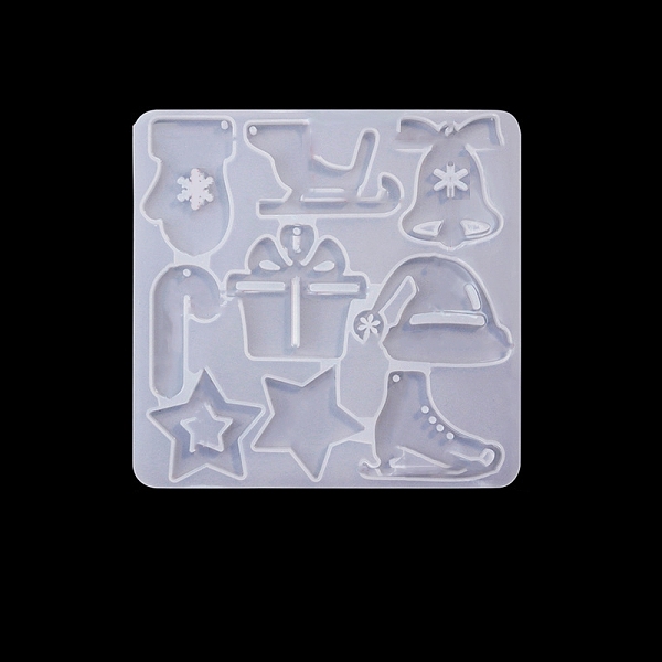 

PandaHall DIY Christmas Theme Pendant Silicone Molds, Resin Casting Molds, Sledge/Bell, Star, 113x115x5mm Silicone Star White