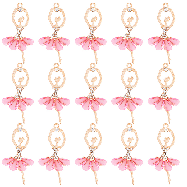 

PandaHall SUNNYCLUE 20Pcs Transparent Resin Big Pendants, Ballet Girl Charms, with Golden Plated Alloy Findings and Crystal Rhinestone...