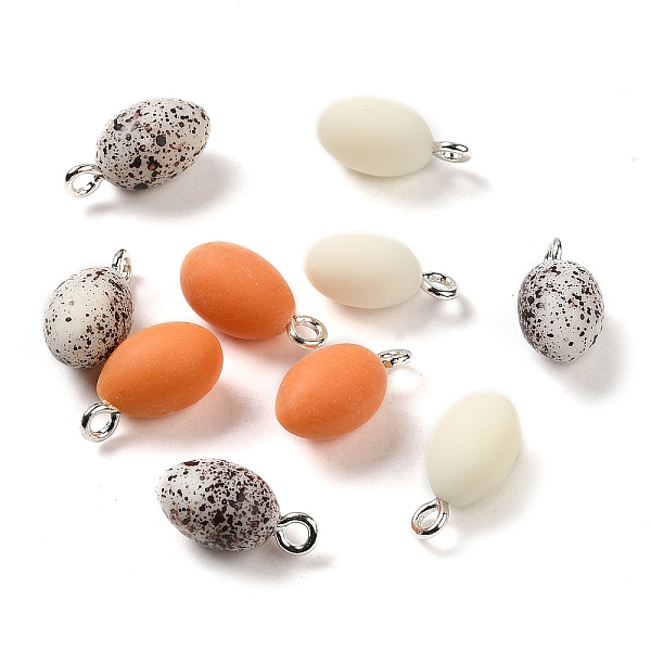 

PandaHall Opaque Resin Pendants, with Platinum Plated Iron Loops, Mixed Color, Egg, 15.5x8mm, Hole: 2mm Iron+Resin Egg Multicolor