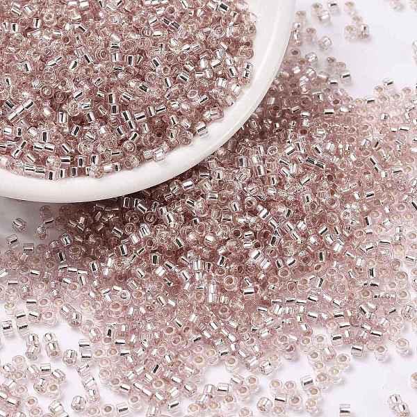 

PandaHall Cylinder Seed Beads, Silver Lined, Round Hole, Uniform Size, Misty Rose, 2x1.5mm, Hole: 0.8mm, about 888pcs/10g Glass