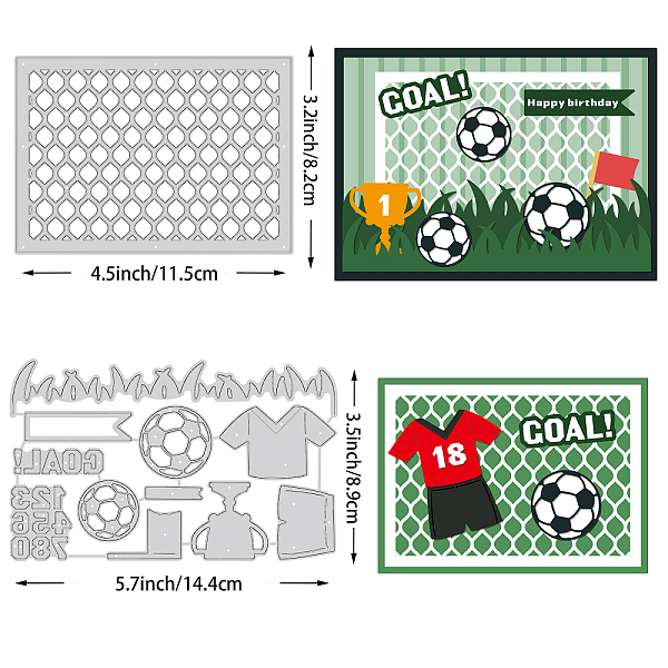 

PandaHall BENECREAT 2pcs Football Themed Carbon Steel Cutting Dies Stencils, Happy Birthday Turf Soccer Goal Trophy Metal Embossing Stencil...
