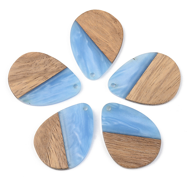 

PandaHall Opaque Resin & Walnut Wood Pendants, Teardrop, Cornflower Blue, 35.5x26x3mm, Hole: 2mm Resin+Wood Teardrop