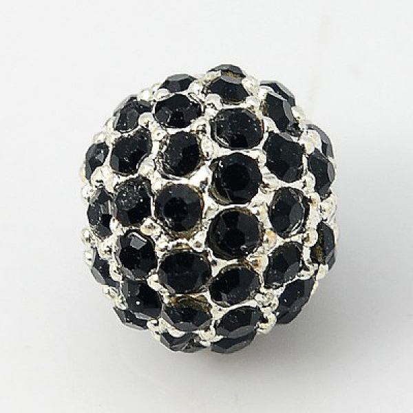 

PandaHall Alloy Rhinestone Beads, Grade A, Round, Silver Color Plated, Jet, 10mm, Hole: 2mm Alloy+Rhinestone Round Black
