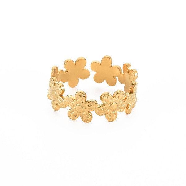 

PandaHall Ion Plating(IP) 304 Stainless Steel Flower Wrap Open Cuff Ring for Women, Nickel Free, Real 18K Gold Plated, US Size 8(18.1mm) 304...