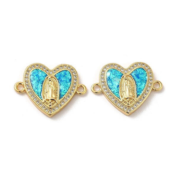 

PandaHall Rack Plating Brass Micro Pave Clear Cubic Zirconia Connector Charms, Heart Links with Synthetic Opal, Lead Free & Cadmium Free...