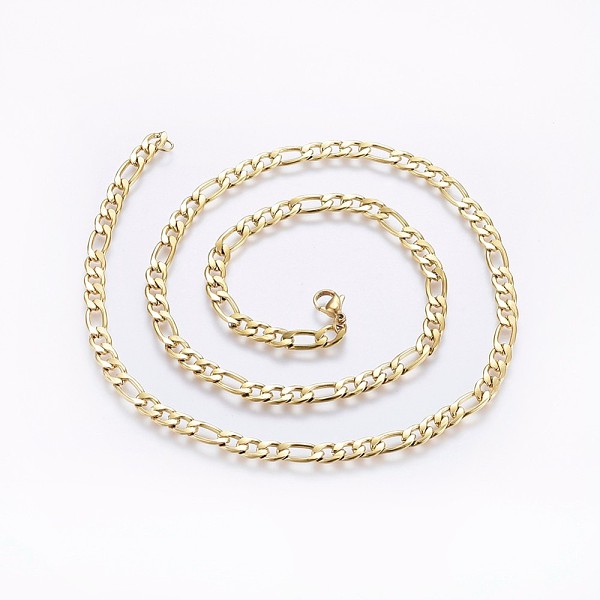 

PandaHall 304 Stainless Steel Figaro Chain Necklaces, with Lobster Claw Clasps, Golden, 23.6 inch(60cm), 5.5x1.5mm 304 Stainless Steel