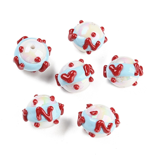

PandaHall Hand Painted Acrylic with Enamel Beads, Cartoon, Round with Letter, Colorful, 20x19x15mm, Hole: 1.8mm Acrylic Round