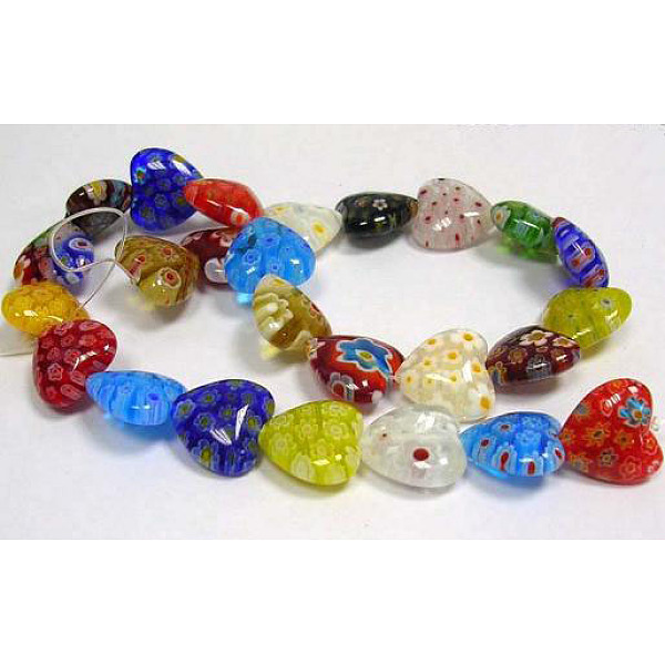 

PandaHall Handmade Millefiori Glass Beads Strands, Mother's Day Gift Beads, Heart, Mixed Color, 12mm in diameter, hole: 1mm, 32pcs/strand..., Multicolor