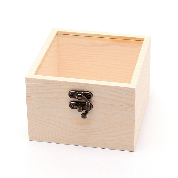 

PandaHall Wood Jewelry Box, with Plastic Window, for Arts, Crafts and Home Decor, Square, BurlyWood, 5-1/8x4-3/4x3-1/4 inch(13.1x12.1x8.4cm)..., Orange