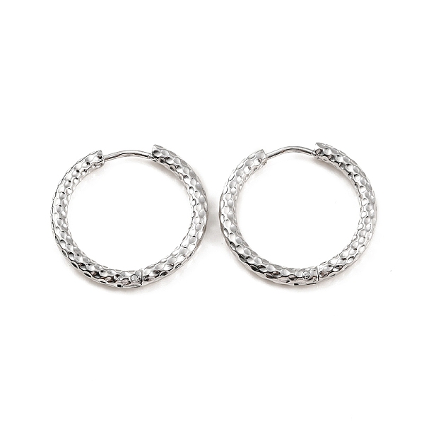 

PandaHall 304 Stainless Steel Grooved Hoop Earrings, Stainless Steel Color, 23x2.5mm, Pin: 1mm 304 Stainless Steel Ring