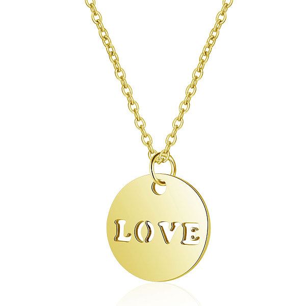 

PandaHall 201 Stainless Steel Pendants Necklaces, with Cable Chains, Flat Round with Word LOVE, Golden, 16.3 inch(40cm), 1mm 201 Stainless...