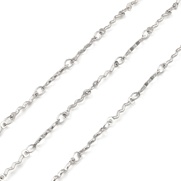 

PandaHall Handmade 304 Stainless Steel Wave Link Chains, Soldered, with Spool, Stainless Steel Color, 13x1x1mm, Ring: 2mm, about 32.81 Feet...