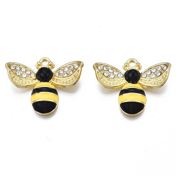 

PandaHall Rack Plating Alloy Enamel Pendants, with Crystal Rhinestone, Cadmium Free & Nickel Free & Lead Free, Light Gold, Bees, Yellow...