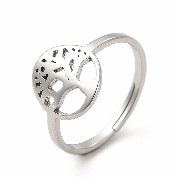 

PandaHall 304 Stainless Steel Tree of Life Adjustable Ring for Women, Stainless Steel Color, US Size 6(16.5mm) 304 Stainless Steel