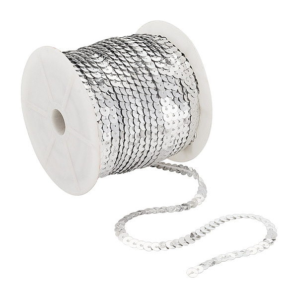 

PandaHall OLYCRAFT 100 Yards Silver Elastic Sequin Trim 6mm Metallic Stretch Sequins Trim Flat Glitter Stretch Bling Paillette Silver Sequin...