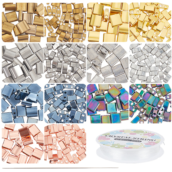 

PandaHall DIY Tile Bracelet Making Kit, Including Rectangle Glass Seed Beads, Elastic Thread, Big Eye Beading Needles, Mixed Color..., Multicolor
