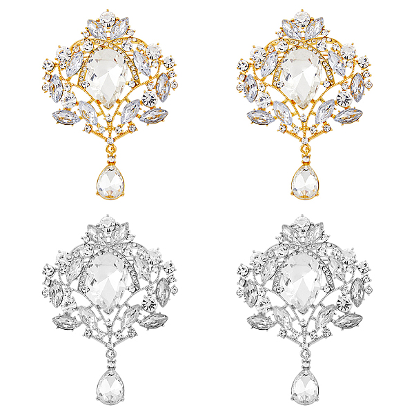 

PandaHall DICOSMETIC 4Pcs 2 Colors Wedding Bridal Flower Bouquet Crystal Rhinestone Brooch, Alloy Teardrop Shawl Pin for Women, Platinum &...