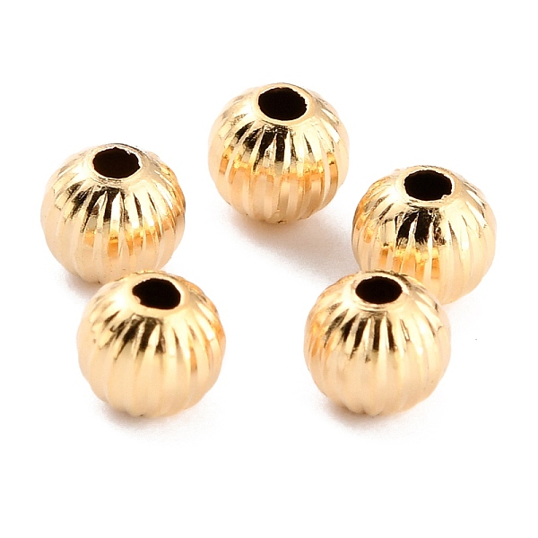 

PandaHall Long-Lasting Plated Brass Beads, Corrugated Beads, Round, Real 24K Gold Plated, 5x4.5mm, Hole: 1.5mm Brass Round