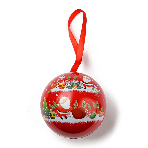 

PandaHall Tinplate Round Ball Candy Storage Favor Boxes, Christmas Metal Hanging Ball Gift Case, Santa Claus, 16x6.8cm Tinplate Santa Claus..., Red