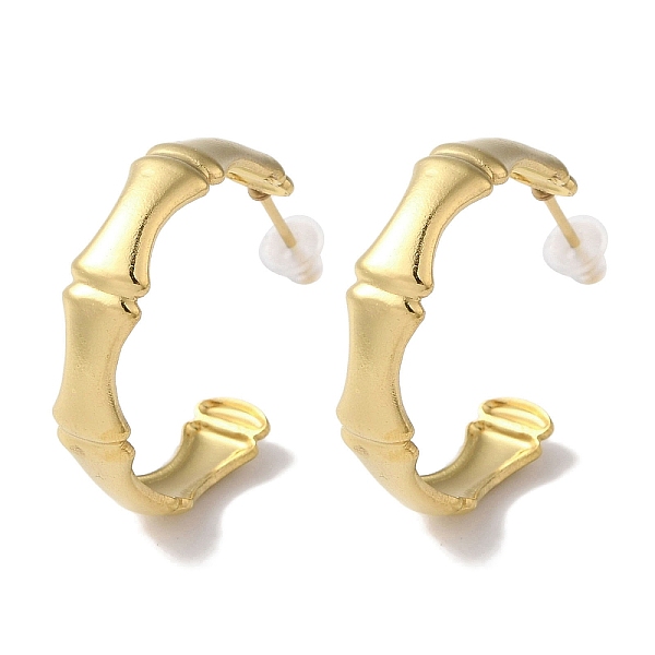 

PandaHall Vacuum Plating 201 Stainless Steel Studs Earring, with 304 Stainless Steel Pin, Bamboo Joint, Real 18K Gold Plated, 24x5.5mm 201...