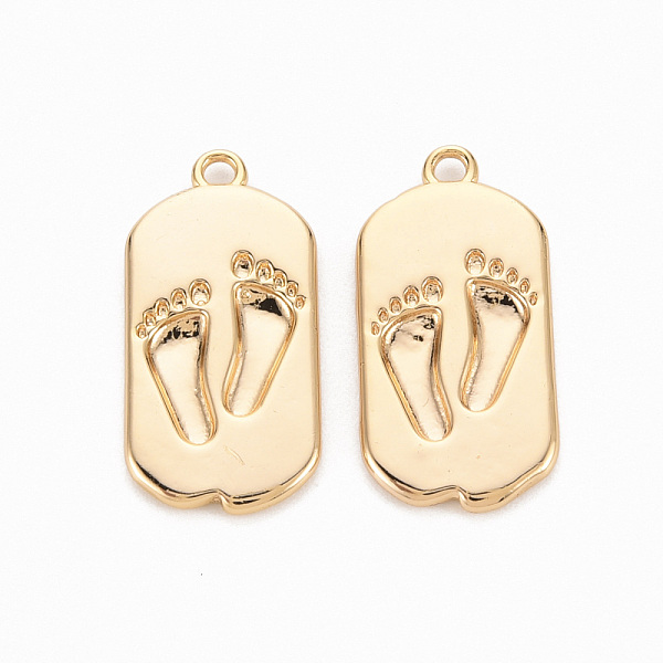 

PandaHall Brass Pendants, Nickel Free, Oval with Foot Print, Real 18K Gold Plated, 22x10.5x1.5mm, Hole: 1.4mm Brass Oval