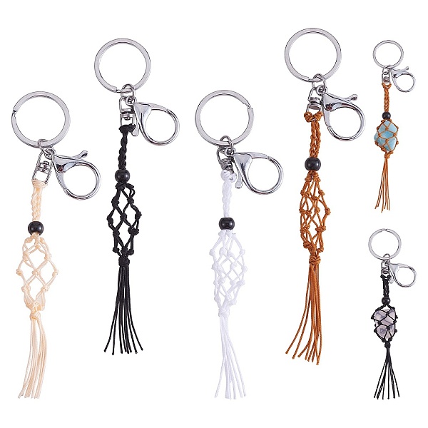 

PandaHall 4Pcs 4 Colors Macrame Fringe Braided Keychain, Black Glass Bead Tassel Charm Key Ring for Handbag, Car Decoration, Beige, 17.5cm..., Yellow