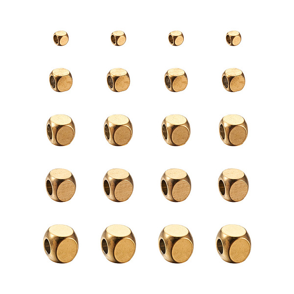 

PandaHall Vacuum Plating 304 Stainless Steel Beads, Cube, Golden, 2~6x2~6x2~6mm, Hole: 3mm, 50pcs/box 304 Stainless Steel Cube
