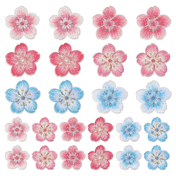 24 pièce 2 sacs de patchs en tissu brodés de fleurs à coudre