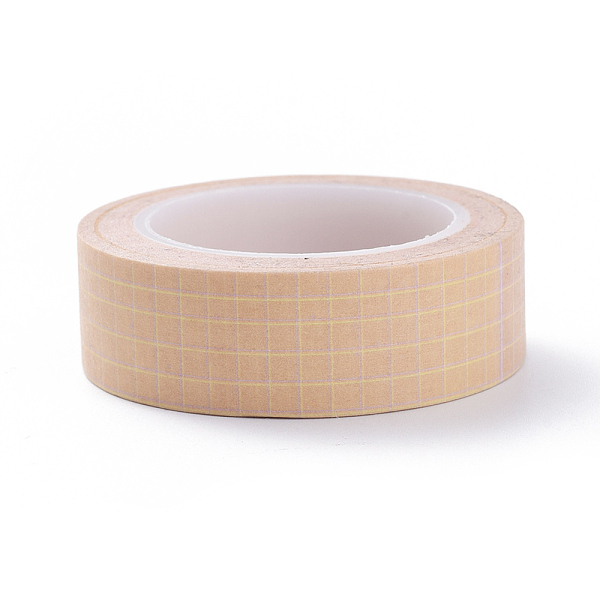 

PandaHall DIY Scrapbook Decorative Paper Tapes, Adhesive Tapes, Grid Pattern, PeachPuff, 15mm, about 10m/roll Paper Brown