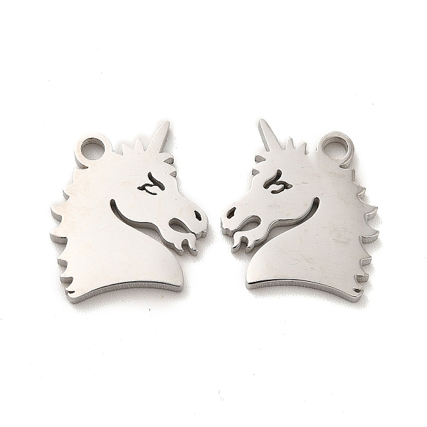 

PandaHall 304 Stainless Steel Charms, Unicorn, Stainless Steel Color, 14x13x1.4mm, Hole: 1.8mm 304 Stainless Steel Unicorn