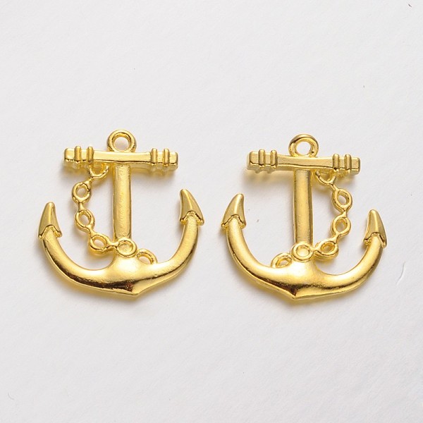 

PandaHall Tibetan Style Alloy Anchor Pendants, Lead Free and Cadmium Free, Golden, 24x23x3mm, Hole: 2mm Alloy Anchor & Helm