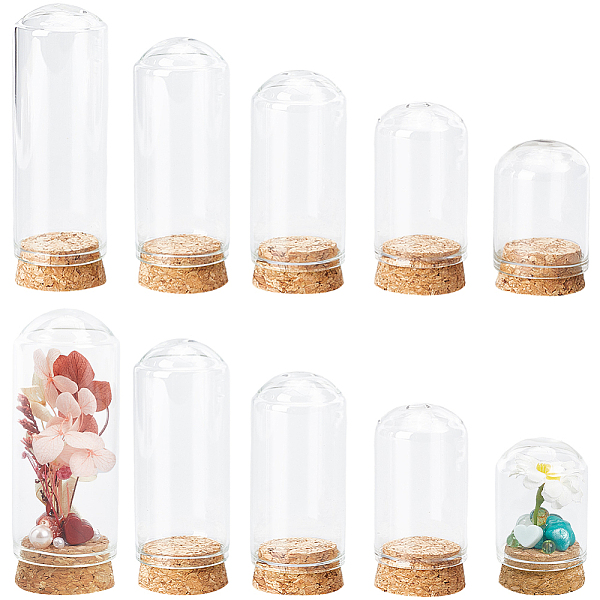 

PandaHall SUNNYCLUE 15Pcs Mini Glass Display Dome Glass Bell Jar Cloche Small Glass Domes with Wooden Base Glass Cloche Bell Jar Display..., Clear