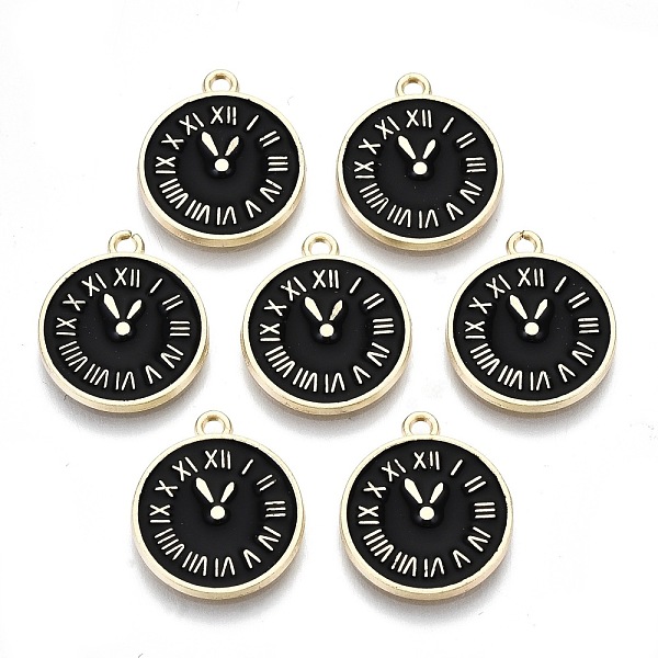 

PandaHall Clock Alloy Enamel Pendants, Black, Light Gold, 17x14.5x1.5mm, Hole: 1.5mm Alloy+Enamel Clock Black