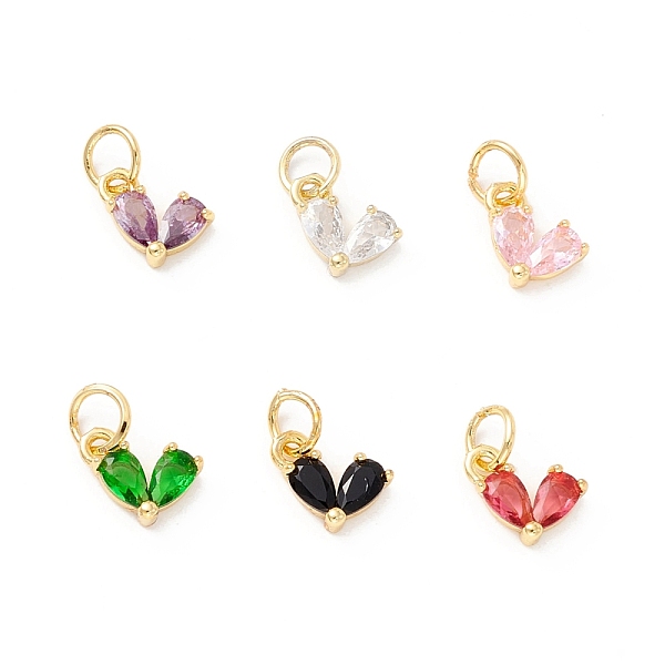 

PandaHall Rack Plating Brass Cubic Zirconia Charms, with Jump Ring, Cadmium Free & Lead Free, Real 18K Gold Plated, Heart, Mixed Color..., Multicolor