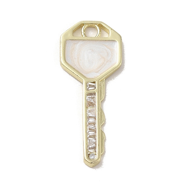 

PandaHall Brass Cubic Zirconia Pendents, with Enamel, Long-Lasting Plated, Key, Golden, 31~31.5x12.5x2mm, Hole: 2.5mm Brass+Cubic..., Clear