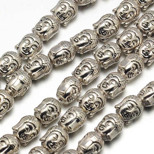 

PandaHall Tibetan Style Buddha Head Alloy Bead Strands, Lead Free, Antique Silver, 11x9x8mm, Hole: 2mm, about 19pcs/strand, 8 inch Alloy...