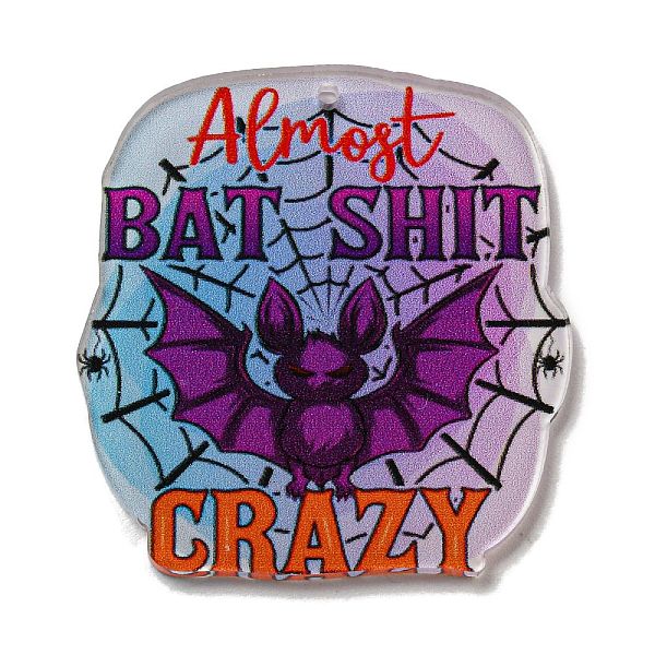 

PandaHall Halloween Printed Acrylic Pendants, Bat, 42x39.5x2mm, Hole: 1.5mm Acrylic Bat