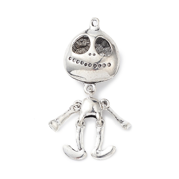 

PandaHall Halloween Tibetan Style Alloy Big Pendants, Skeleton Charm, Antique Silver, 66.5x25.5x11.5mm, Hole: 2.1x2.7mm Alloy Skeleton
