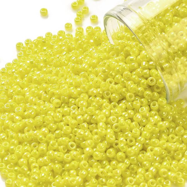 

PandaHall TOHO Round Seed Beads, Japanese Seed Beads, (402) Opaque AB Dandelion, 11/0, 2.2mm, Hole: 0.8mm, about 50000pcs/pound Glass Yellow