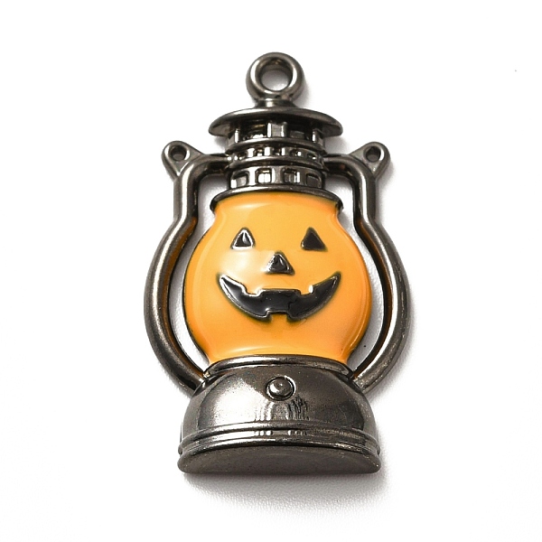 

PandaHall Alloy Enamel Pendants, Halloween Pumpkin Jack-O'-Lantern, Gunmetal, 30x16.5x4mm, Hole: 1.5mm Alloy+Enamel Lantern Orange