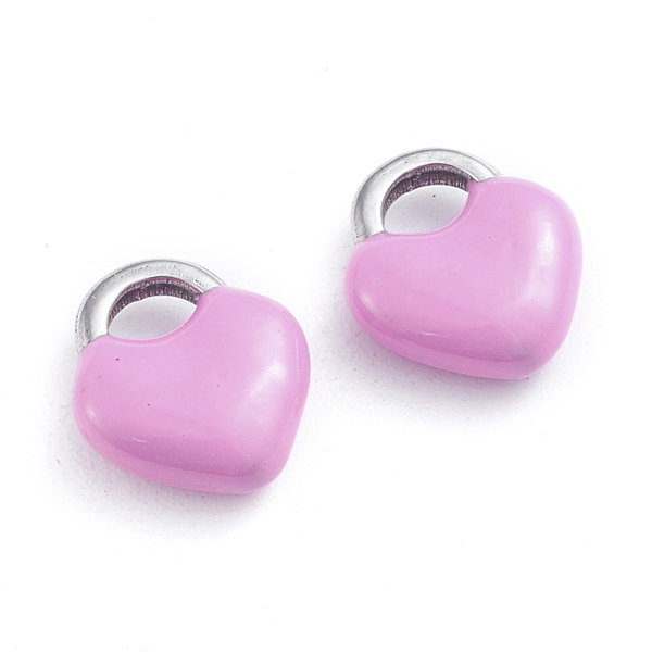 

PandaHall 304 Stainless Steel Charms, Enamelled Sequins, Lock, Stainless Steel Color, Pearl Pink, 11x9.5x3.5mm, Hole: 3.5x2.5mm Stainless...