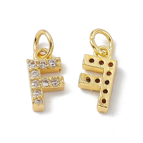 

PandaHall Real 18K Gold Plated Brass Micro Pave Clear Cubic Zirconia Charms, with Jump Ring, Letter.F, 11x6x2.5mm, Hole: 3.4mm Brass+Cubic...