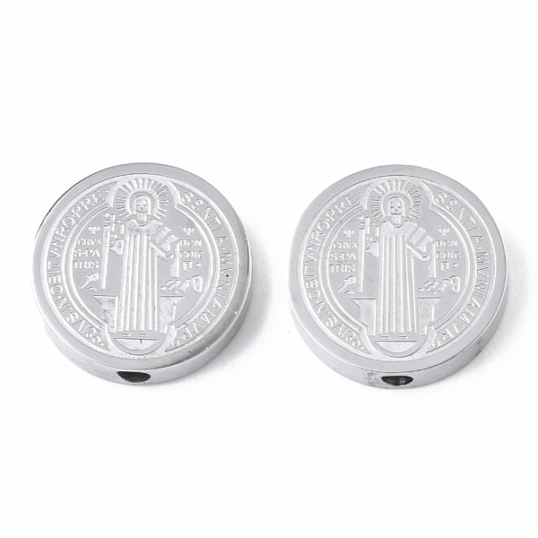 

PandaHall 304 Stainless Steel Beads, Flat Round with Saint Benedict Medal, Stainless Steel Color, 14.5x3mm, Hole: 2mm 304 Stainless Steel...