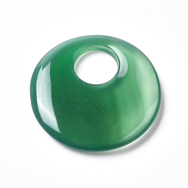 

PandaHall Natural Agate Pendants, Dyed & Heated, Flat Round, Green, 35x5mm, Hole: 11mm Natural Agate Flat Round Green