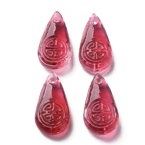 

PandaHall Transparent Handmade Bumpy Lampwork Beads, Teardrop, Cerise, 23x11.5x6mm, Hole: 1.5mm Lampwork Teardrop Red