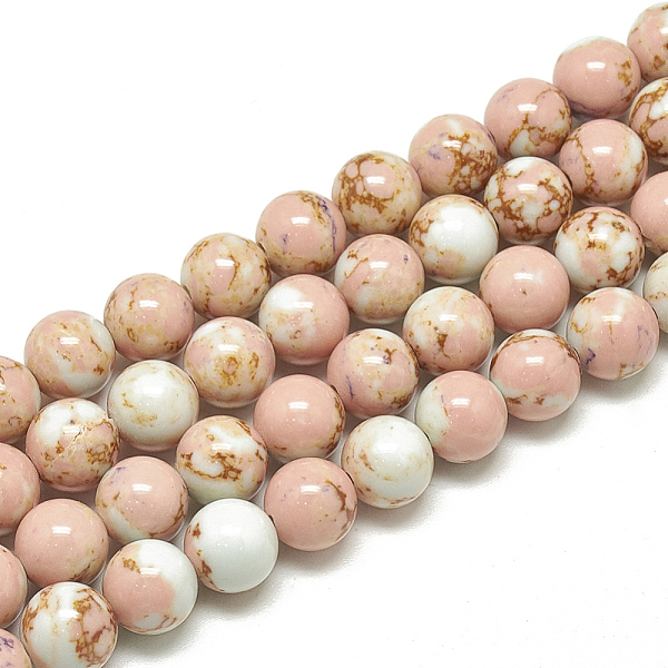 

PandaHall Synthetic Imperial Jasper Beads Strands, Dyed, Round, Misty Rose, 10mm, Hole: 1mm, about 40pcs/strand, 15.7 inch Imperial Jasper..., Red